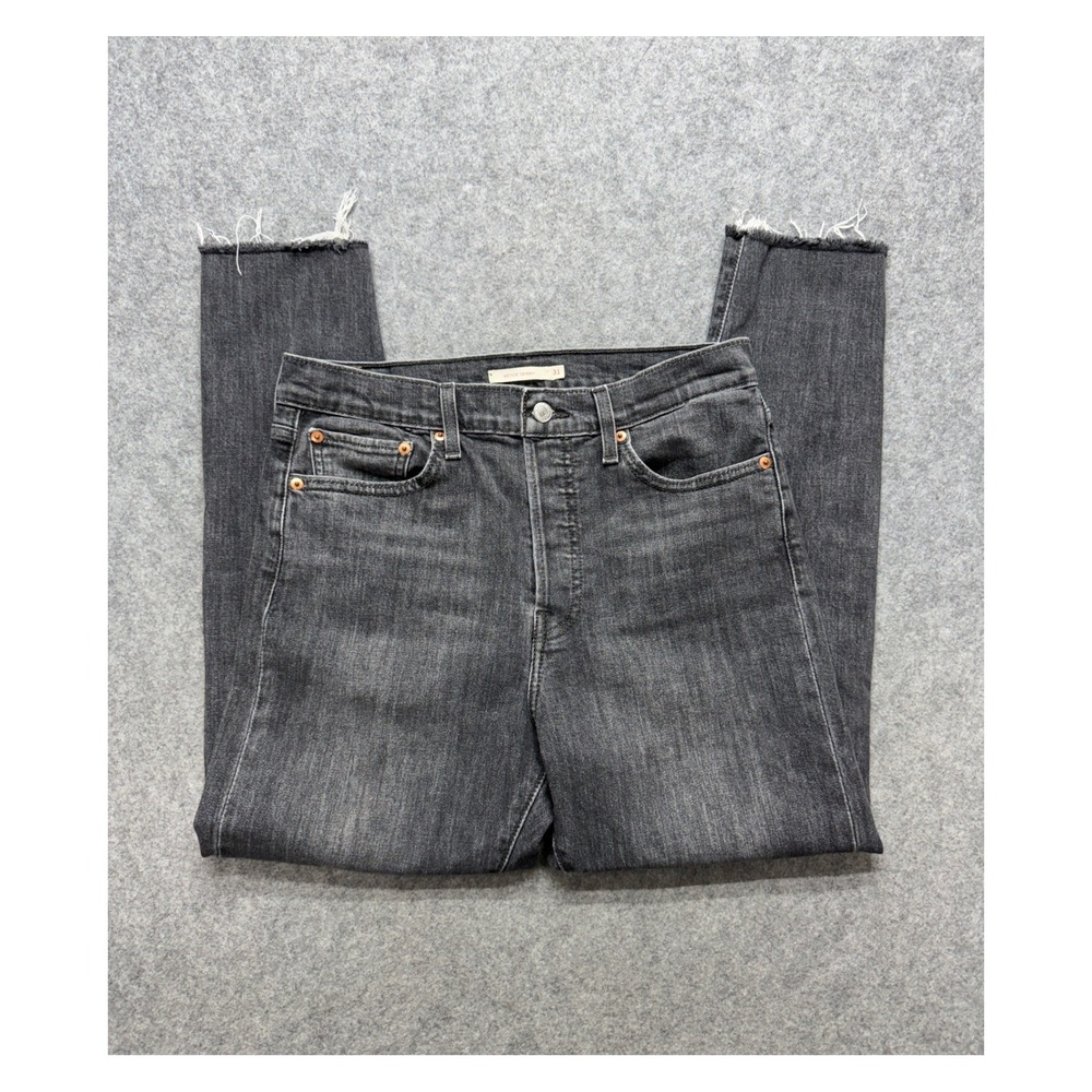 Levis Wedgie Skinny Jeans Womens 31 Faded Black High Rise Raw Hem